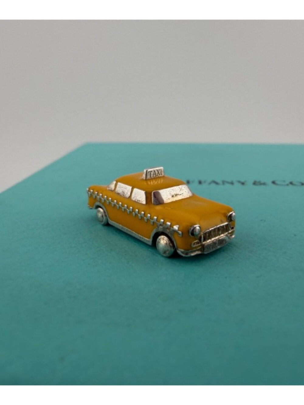 RARE Tiffany & Co. Yellow Enamel New York Taxi Cab Charm Sterling Silver